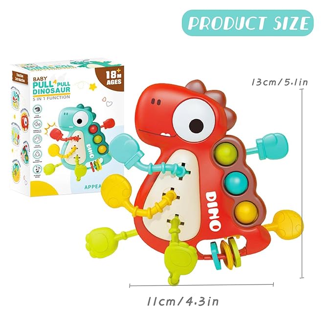 Montessori Toy for Baby 18+ Months, Cute Dragon Design Baby Sensory Teething Toys with Rattles for Toddlers Boy Girl Birthday Gifts……
