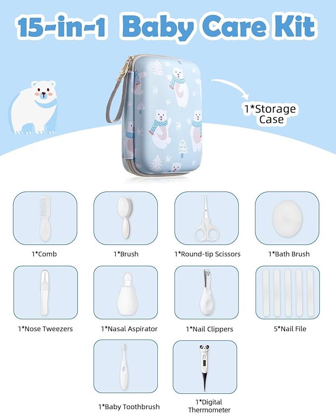 Lictin Baby Grooming and Health Kit, Safety Care Set, Newborn Nursery Health Care Set with Hair Brush,Comb,Nail Clippers and More for Newborn Infant Toddlers Baby