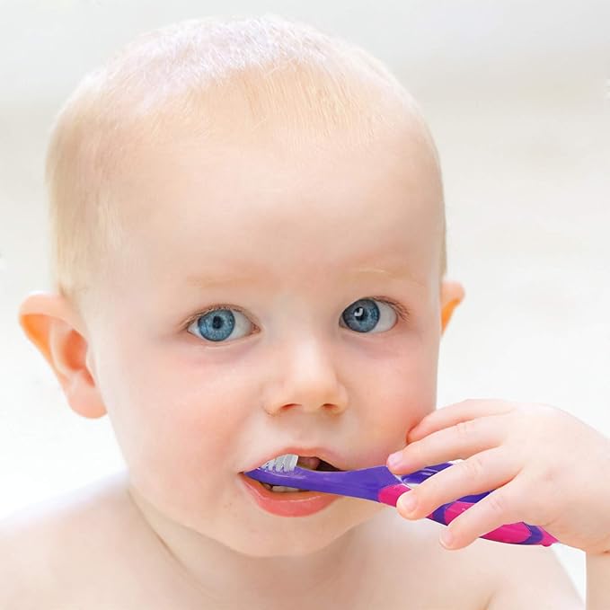 Slotic Baby Toothbrush & Toddler Toothbrush for Age 0-2 Years Old | Extra Soft Bristle for Baby Teeth & Infant Gums | Easy-Grip Finger Handle & Teething Pad | Dentist Recommended | 6-Pack