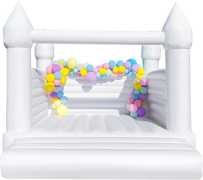 OZIS White Bounce House Castle for Kids, 13x12x10FT PVC Inflatable White Bounce House with Blower