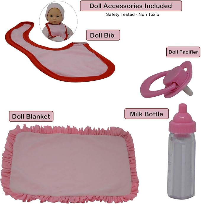 Baby Doll Clothes New Born Baby Doll Outfits for 14 15 and 16 inch Dolls Includes Doll Accessories Bottle, Pacifier