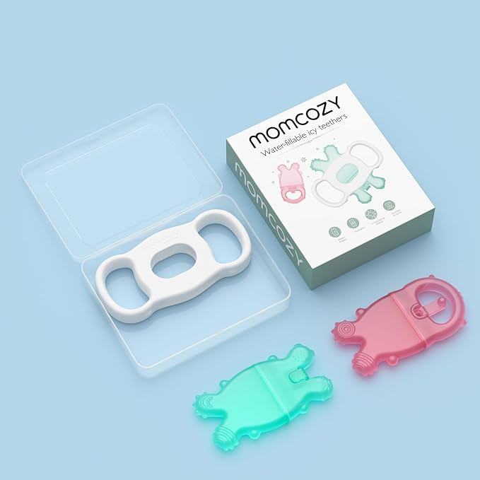 Momcozy Baby Teether Toys, Water Fillable Teether Silicone Cold Teether 0-12 Months, 2 Pcs