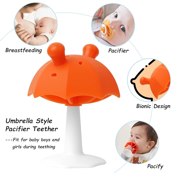 Teething Toys for Babies 0-6 Months, Seposeve Umbrella Teether with Suction Base 6-12 Months 12-24 Months,