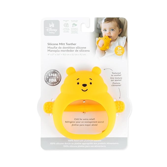 Bumkins Disney Baby Silicone Undroppable Teething Mitt, Freezer Toy Teether Keys 3 Months,