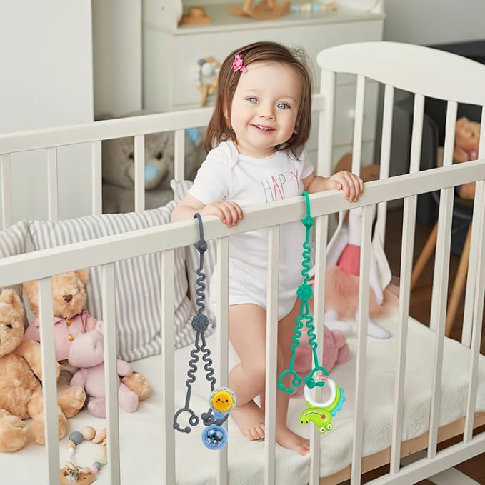 Baby Toy Straps - 1 Drag 2 Design for Toy Safety 3 Pack
