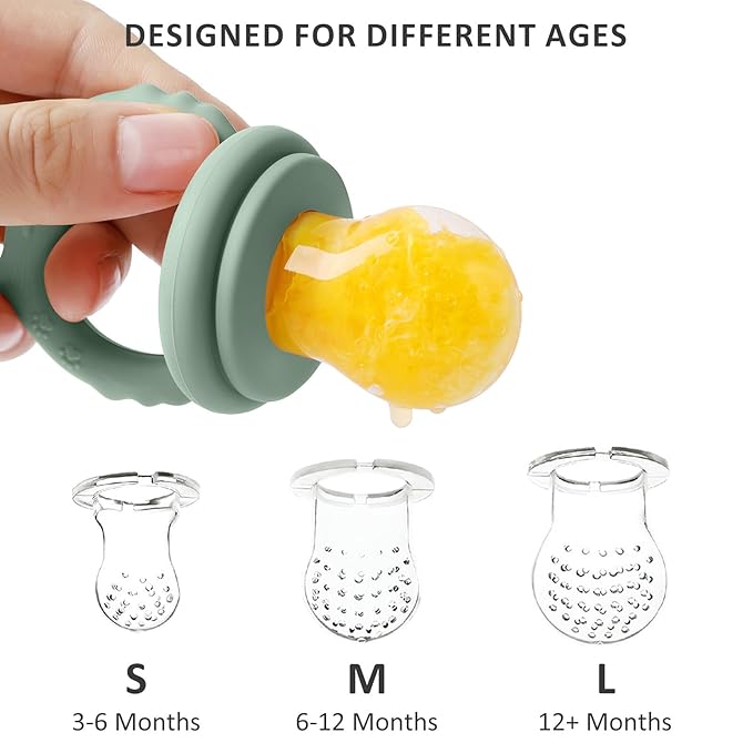 Baby Fruit Food Feeder Teether & Baby Food Freezer Tray Combo, Teething Popsicle Molds for Babies 3-6 12 Months,