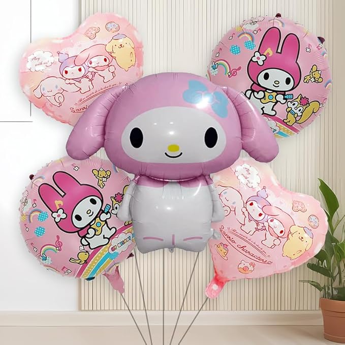Cute Cartoon Anime Balloon Doll - Set of 5, Large Foil Balloon for Birthday Party