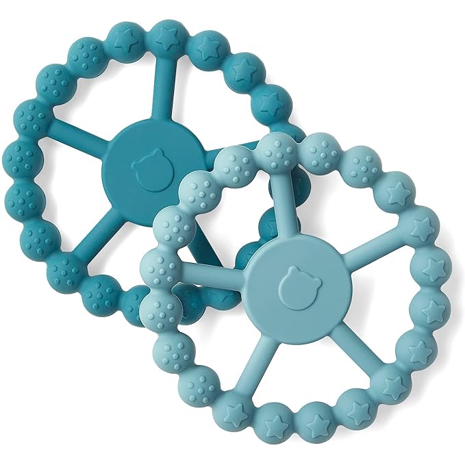 SAMiGO Silicone Teethers for Babies 0-6 6-12 Months Baby Teething 2 Pack