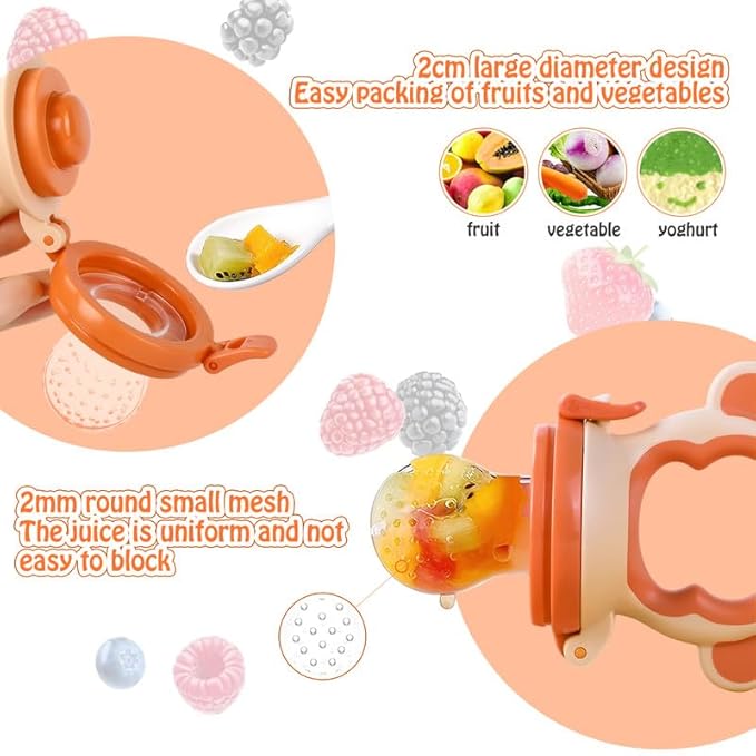 Baby Fresh Fruit Feeder Pacifier, 2 Pack HAOBAOBEI Baby Teether for Chewing 4 Silicone