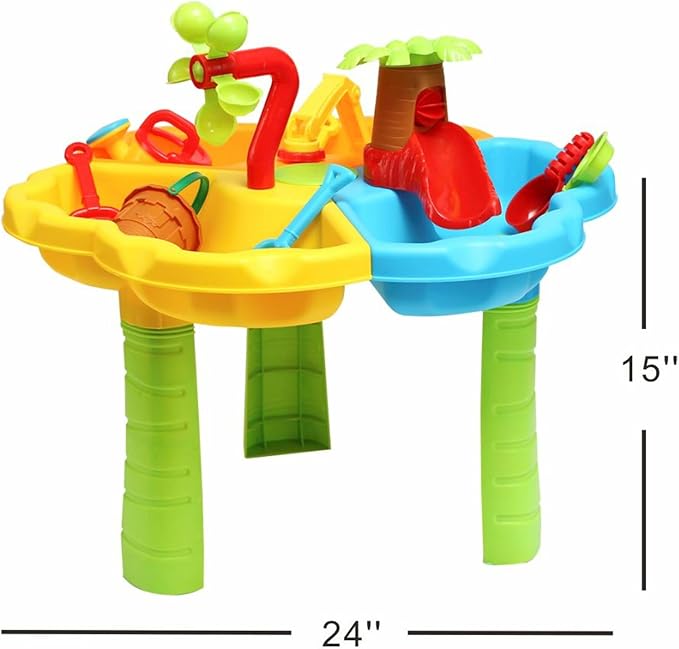Toddler Sensory Sand and Water Table with Chair | 3 in 1 Indoor & Outdoor Water and Sand Summer Beach Toys and Play Table for Kids