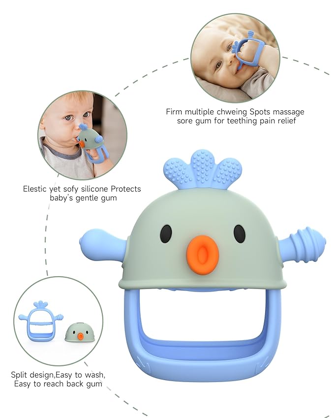 Baby Teething Toy Silicone Teething Mitten for Baby Over 3 Months, Anti-Drop Silicone Baby Teether