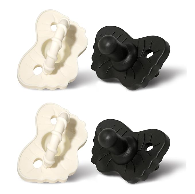 RaZbaby RaZzies Pacifier 4-Pack for Newborns &Infants 0m+ - Natural Nipple Shaped BPA Free Medical Grade Silicone 1 Piece