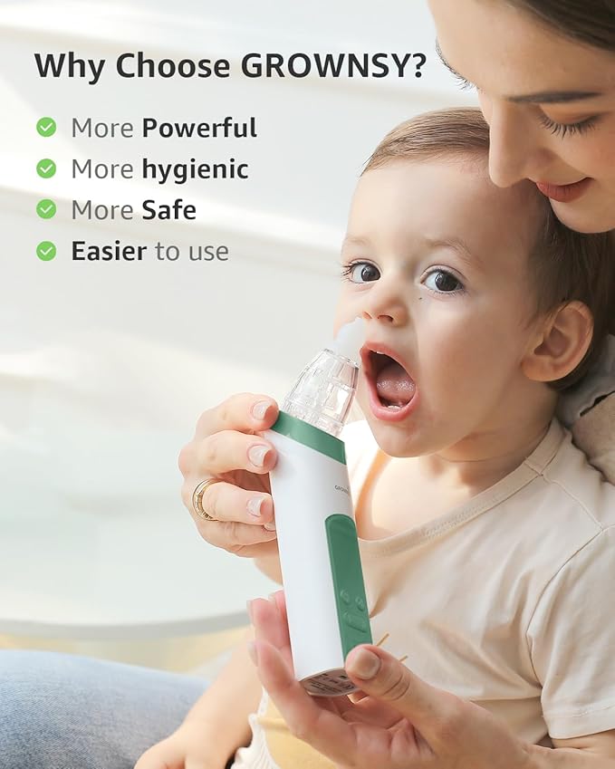 GROWNSY Nasal Aspirator for Baby, Electric Nose Aspirator for Toddler 3 Silicone