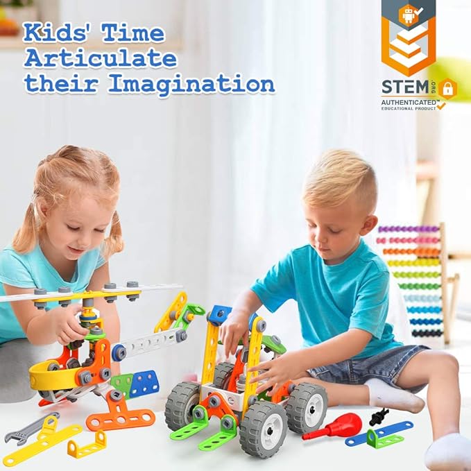 MOONTOY 11 in 1 STEM Toys for 4 5 6 7 8+ Year Old Boy Girl Valentine Birthday Gift Building Toys for Kids Ages 4-8 5-7 6-8 4-6 Erector Set Educational Blocks Construction Stem Activities Creative Game