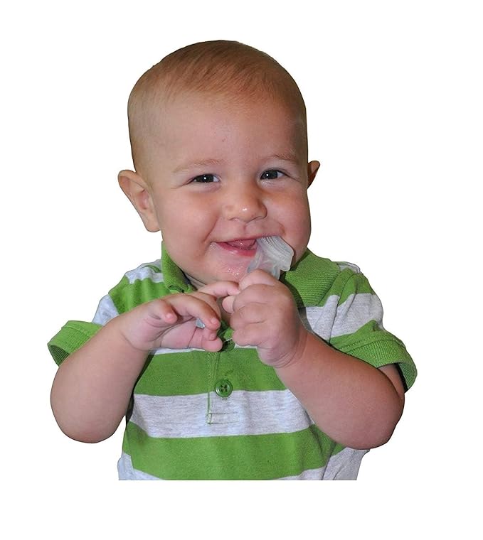 Brilliant Oral Care Baby?Ös First Toothbrush, Smooth Silicone Bristles Gently Clean Tender Teeth and Gums 4+ Months, 1 Pack