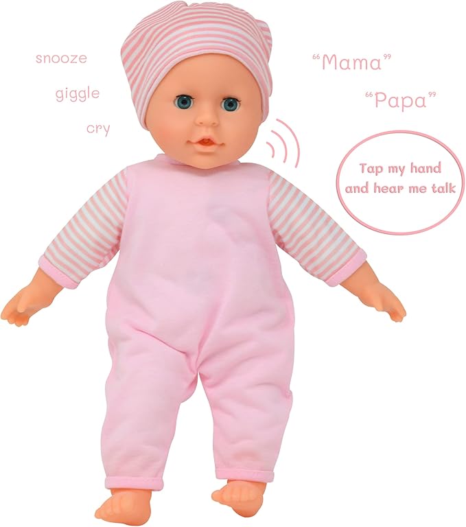 Interactive Talking Baby Doll Doctor Set Toy Pack for Kids – 14” Doll with Lights, Sound Effects 3+