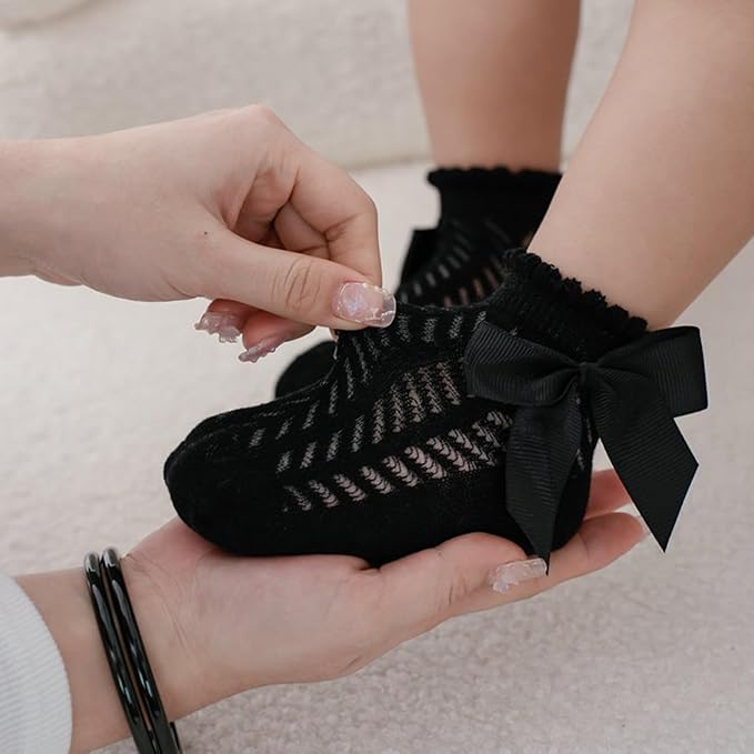 Baby Girls' Socks Toddler Ankle Socks Infant Princess Bow Mesh 5 Pairs