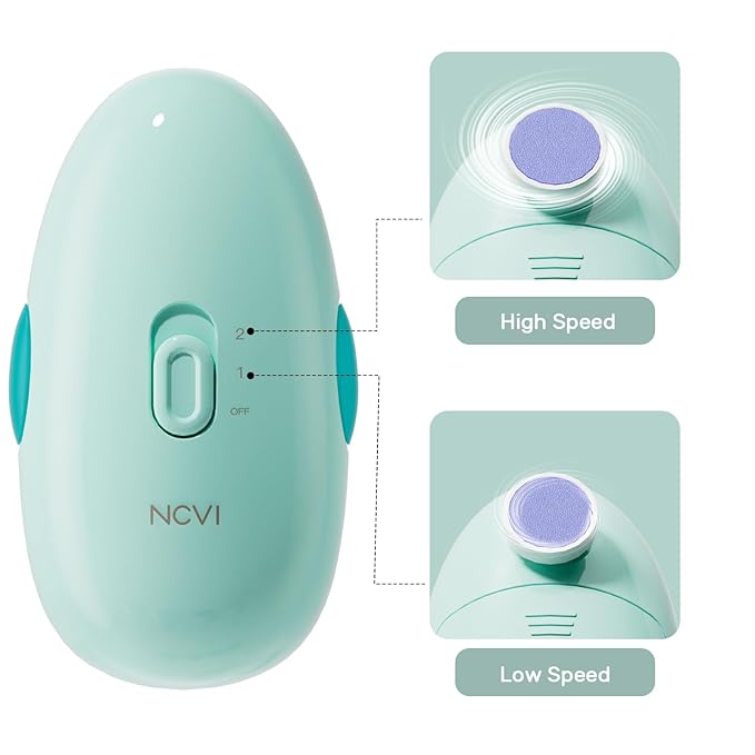 NCVI Baby Nail Trimmer Electric, Baby Nail File, Safe Baby Nail Clippers, Trim and Polish Set for Newborn Baby Infant Toddler Kids, Fingernails Care, Grooming & Manicure kit, 8 Grinding Heads, Blue