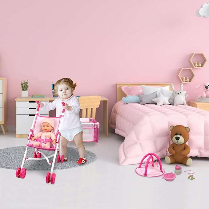 ANIVIA 5PCs Baby Doll Stroller Set - Baby Doll Accessories (11" Doll