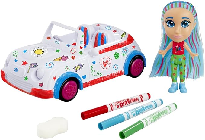 CRAYOLA Colour 'n' Style Friends: Bluebell - Coupe Playset | Colour & Style Your Own Doll, Again and Again! (Includes Magic Dry-Erase Pens) | Ideal for Kids Aged 3+