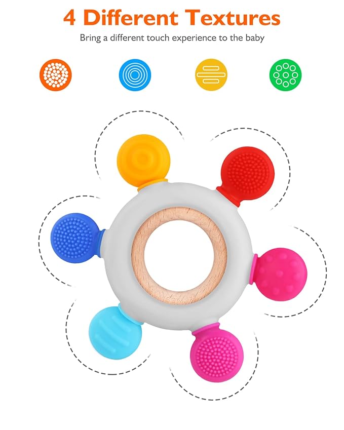 akolik Teething Toys for Babies, Baby Teethers Toy Teething Ring Silicone 3+ Months