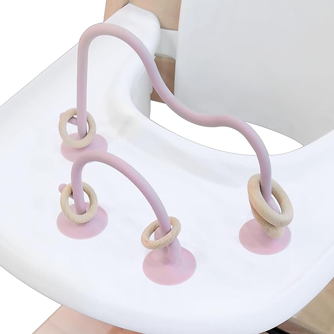 High Chair Toys with Suction Cups | Silicone & Wooden High Chair Suction Cup Toys for Babies 6-12 Months