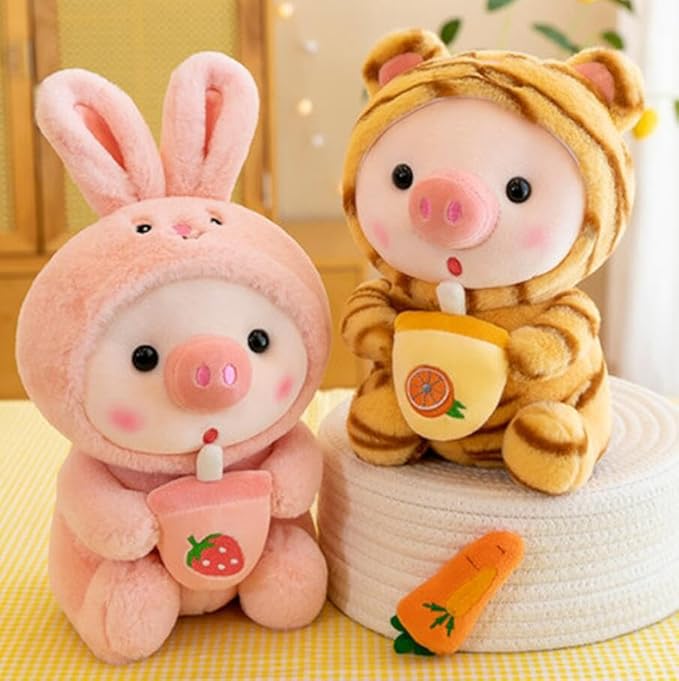 10 Inch Pig Plush Toy Dressed Up As Frog Rabbit