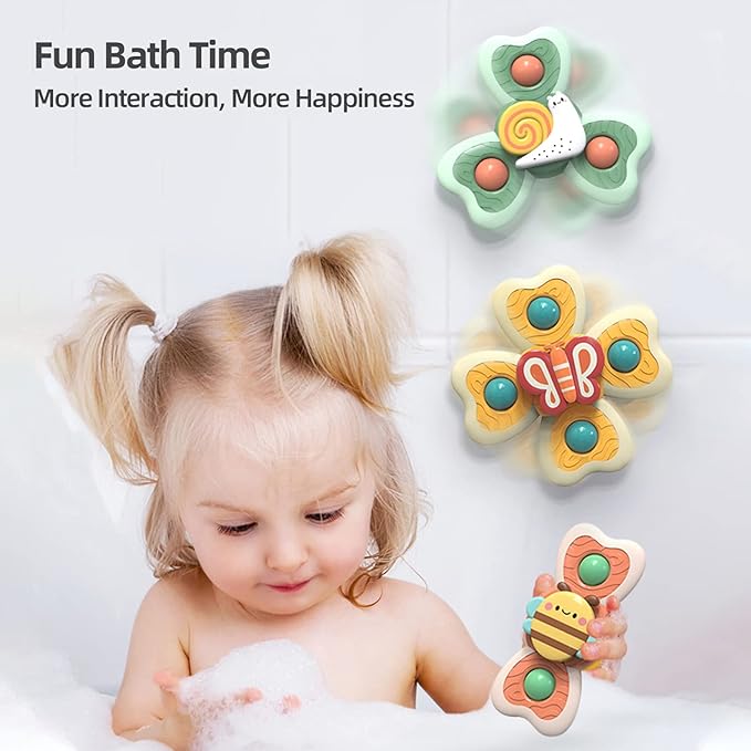 Baby Suction Cup Spinning Tops Toy, Suction Spinner Toys for Babies 1-3(Group B)