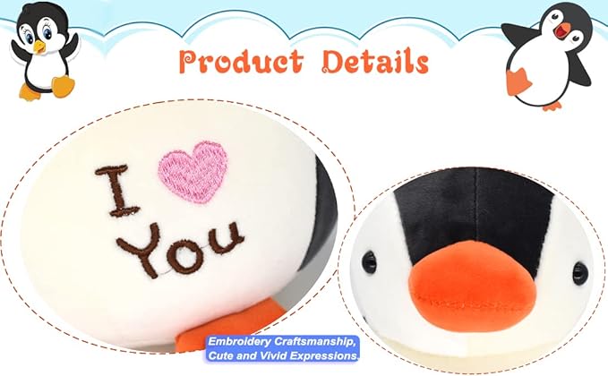 HWD 8.7" Soft Stuffed Penguin Dolls, Stuffed Animals Toys