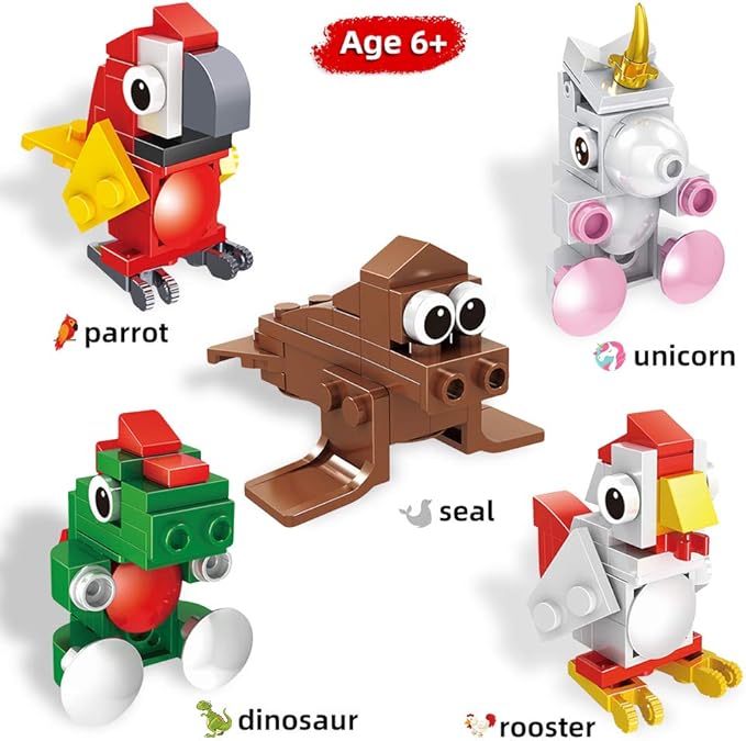 HomeMall Building Blocks Animals 10 in 1 STEM Building Bricks, Animals Toys Learning Set (10 PCS