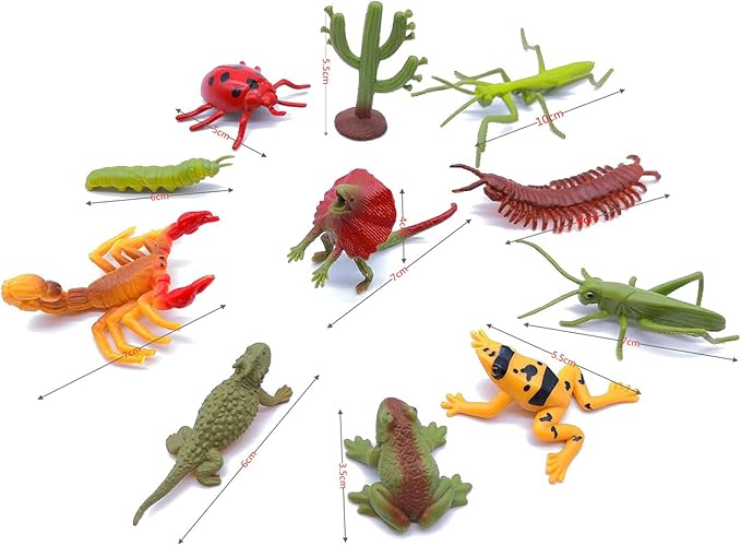 Guaishou 20pcs Realistic Bugs Plastic Insects Animals Figures Toys Contains