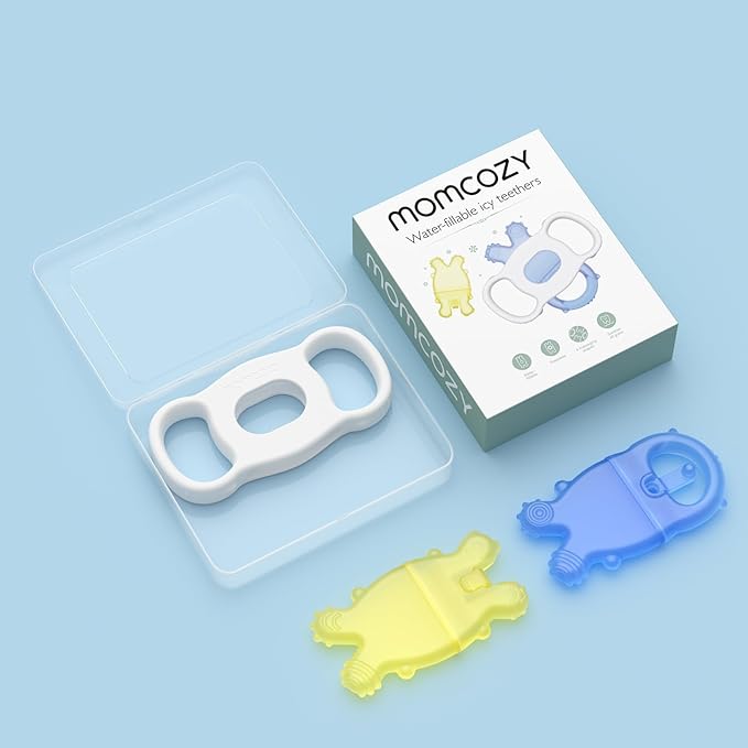 Momcozy Baby Teether Toys, Water Fillable Teether Silicone Cold Teether 0-12 Months, 2 Pcs