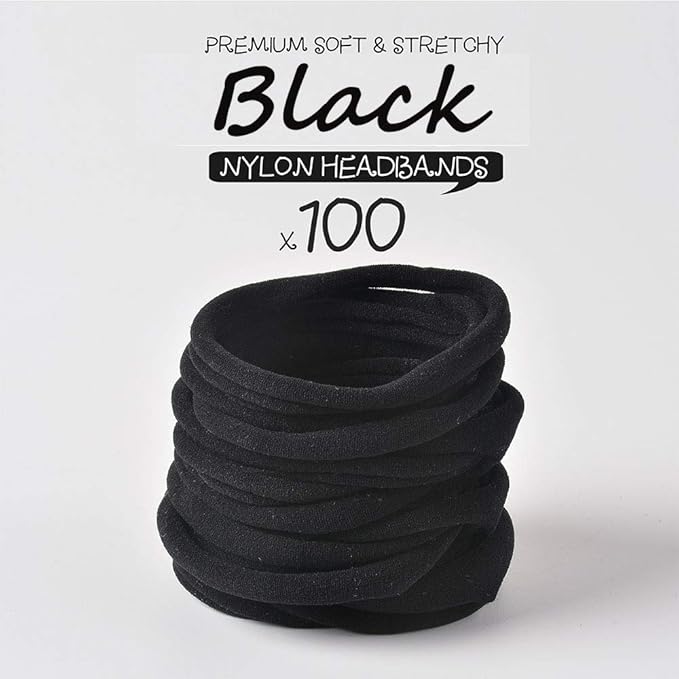 Prohouse 100 PCS Baby Nylon Headbands Hairbands Hair Bow Elastics