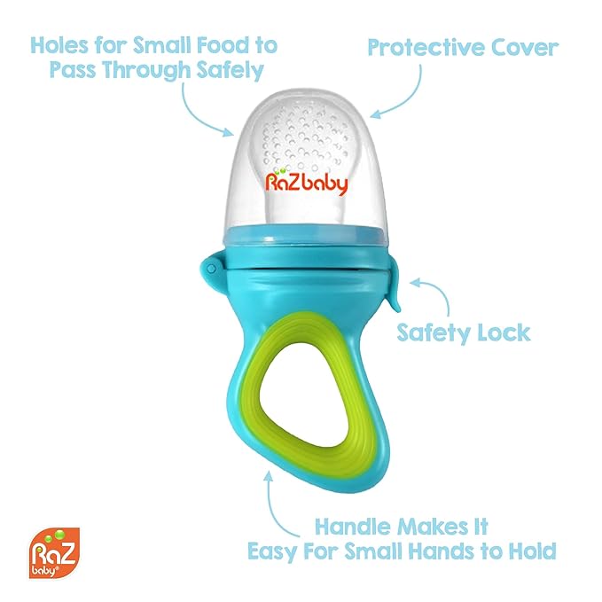 RaZbaby Baby Fruit Feeder/Food Feeder Pacifier, Infant Teething Toy Teether 6M+