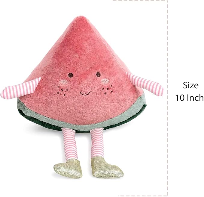 MON AMI Premium Water-Melonie Soft Stuffed Plush Toy 10”, Whimsical Adorable Face - Handcrafted Squishable Fruit Doll