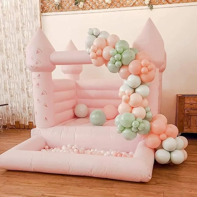 Pink Bounce House with Ball Pit 120x96x96 inch Commercial Grade 100% PVC 10x8x8FT)