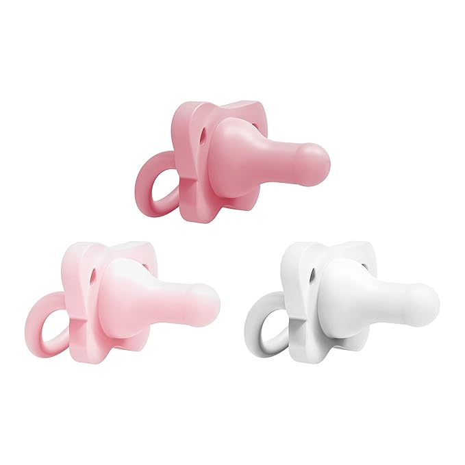 Dr. Brown's HappyPaci 100% Silicone Baby Pacifier, Contoured One-Piece Design 0-6m, BPA-Free, 3 Pack