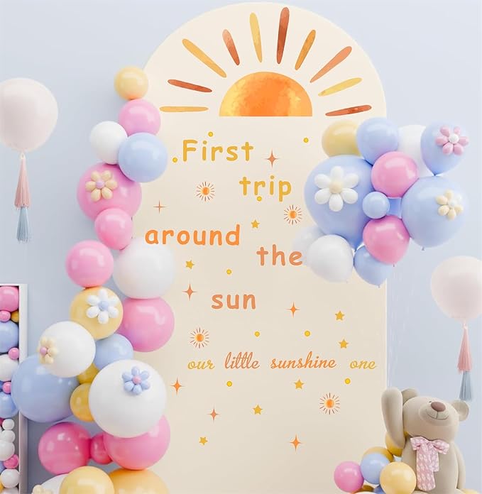 Baby Shower Backdrop Decals First Trip Around The Sun Balloon 1St Birthday