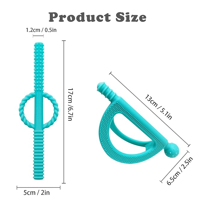 Baby Teether Toys for 0-6 Months, Silicone Teething for Babies 12-18 Months (2 Pack)