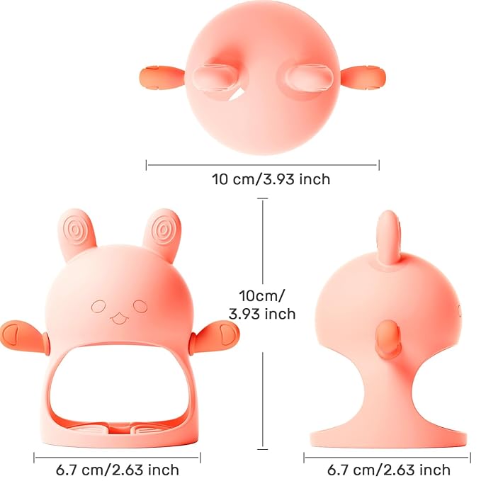 NCVI Baby Silicone Teether Hand Grip for 0-6 Months, Never Drop Baby Sucking Teething Relief Hand Held