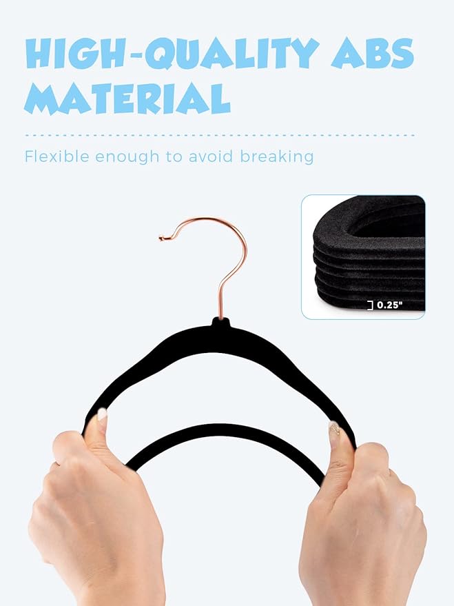 Smartor Kids Velvet Hangers 50 Pack, 14'' Inch Premium Non Slip Kids Felt Hangers for Closet, Space Saving Toddler Clothes Hanger for Youth's Childrens' Clothes (Rose Gold Hook)- White