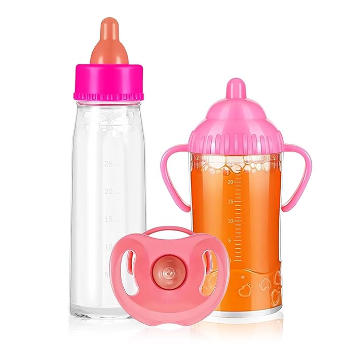 Magic Juice and Milk Nursing Bottle with Pacifier for Baby 3 Piece 4+ (Pink)