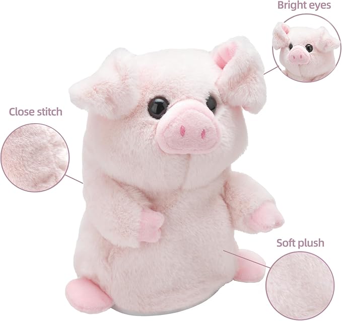 HOMILY Pink Pig, Repeats What You Say Plush Animal Toy Electronic Hamster Mouse for Boys