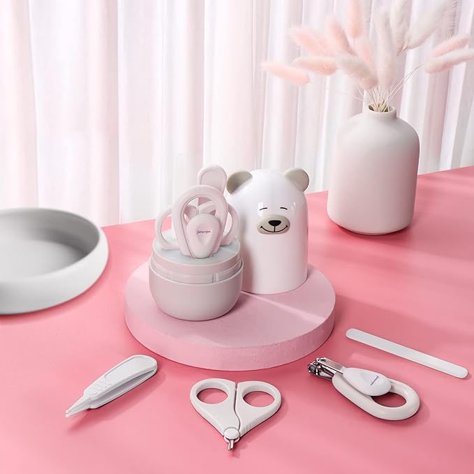 6-in-1 Baby Grooming Set, Natural Wooden Hairbrush and Comb, Nail Clippers,Nail Scissors, Nail File and Tweezers for Kids and Newborns in Nice Gift Box