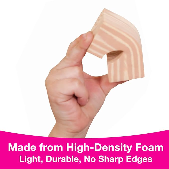 Edushape Wood-Like Soft Baby Blocks for Toddlers 1-3, 32 Pieces Big Size - Edu-Blocks Soft Blocks Foam Blocks