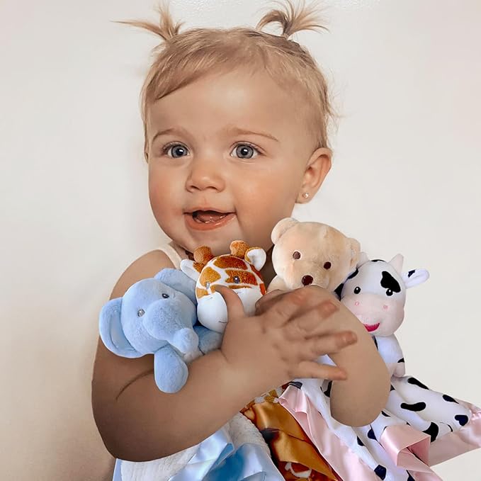 Cow Baby Security Blankets for Girls, Soft Loveys for Baby Girls 15" Cow