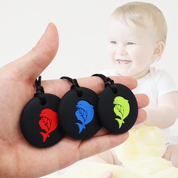 Chew Necklaces for Sensory Kids, Silicone Chewy Necklace 3Pack for Children with Autism