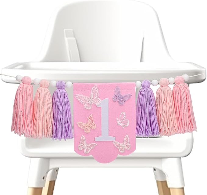 Butterfly First Birthday High Chair Banner, Butterfly High Chair Banner