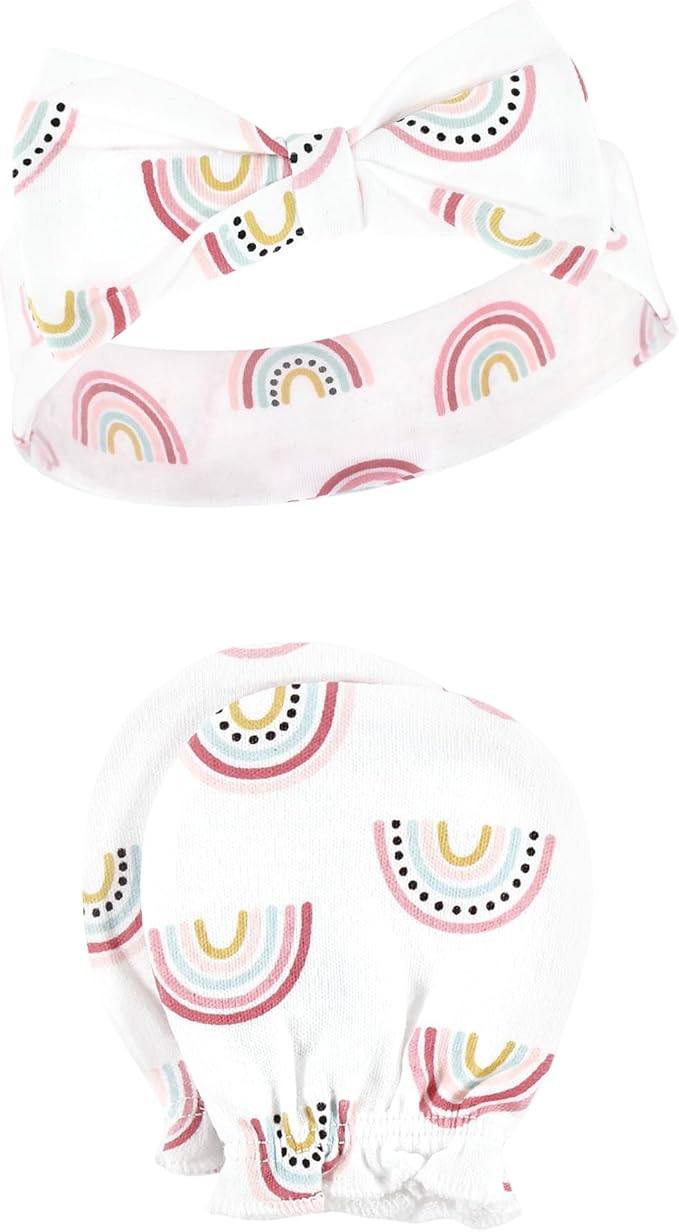 Hudson Baby Baby Girls' Cotton Headband and Scratch Mitten Set