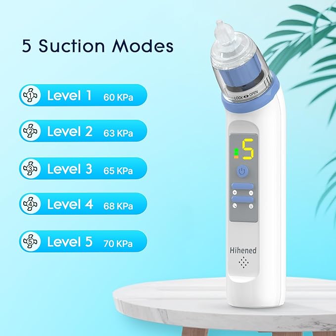 Electric Nasal Aspirator for Baby, Nose Aspirator for Toddlers 3 Silicone 5 Suction